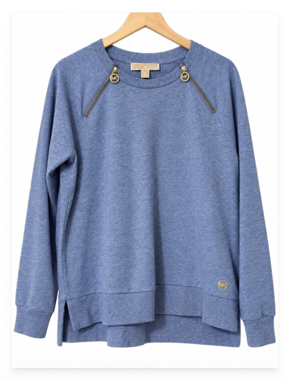 Michael Kors Blue Gold Zip Detail Sweatshirt Pullover XL